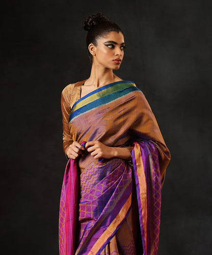 Purple_And_Brown_Handloom_Pure_Mulberry_Silk_Single_Ikat_Patola_Saree_With_Gold_Border_WeaverStory_01
