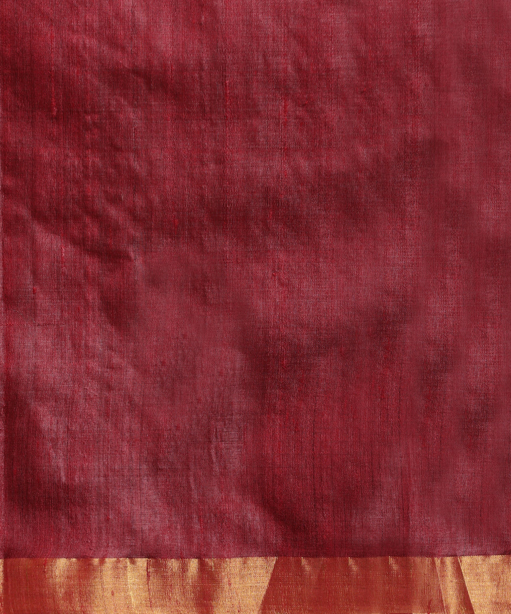 Handloom_Mustard_And_Rosewood_Tussar_Silk_Gradient_Hues_Saree_With_Extra_Weft_WeaverStory_05