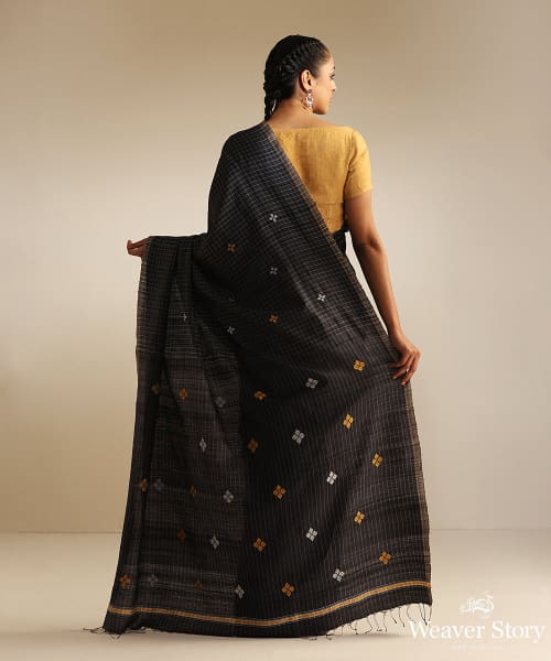 Shop Black Modal Satin Handloom Saree Festive Wear Online at Best Price |  Cbazaar