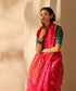 Handloom_Hot_Pink_Pure_Chanderi_Silk_Saree_With_All_Over_Three_Leaf_Golden_Booti_WeaverStory_01