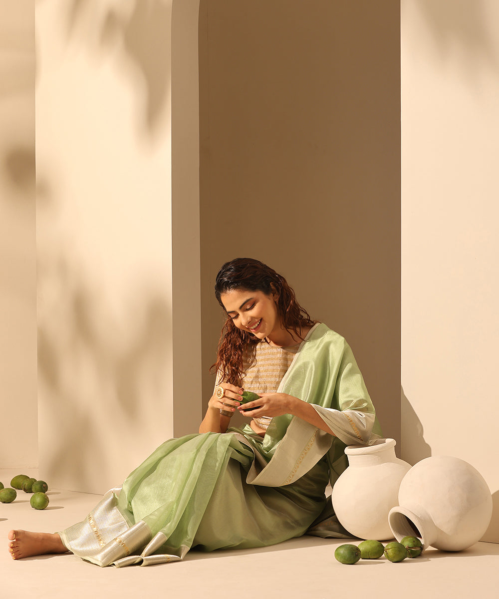 Pista_Green_Handloom_Plain_Chanderi_Silk_Saree_With_Broad_Nakshi_Border_WeaverStory_01