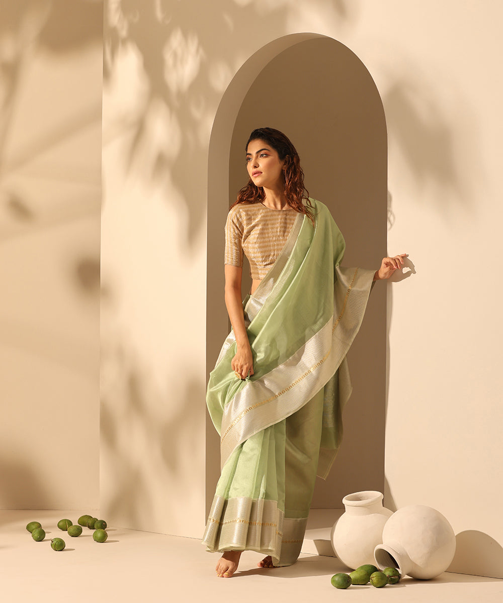 Pista_Green_Handloom_Plain_Chanderi_Silk_Saree_With_Broad_Nakshi_Border_WeaverStory_02