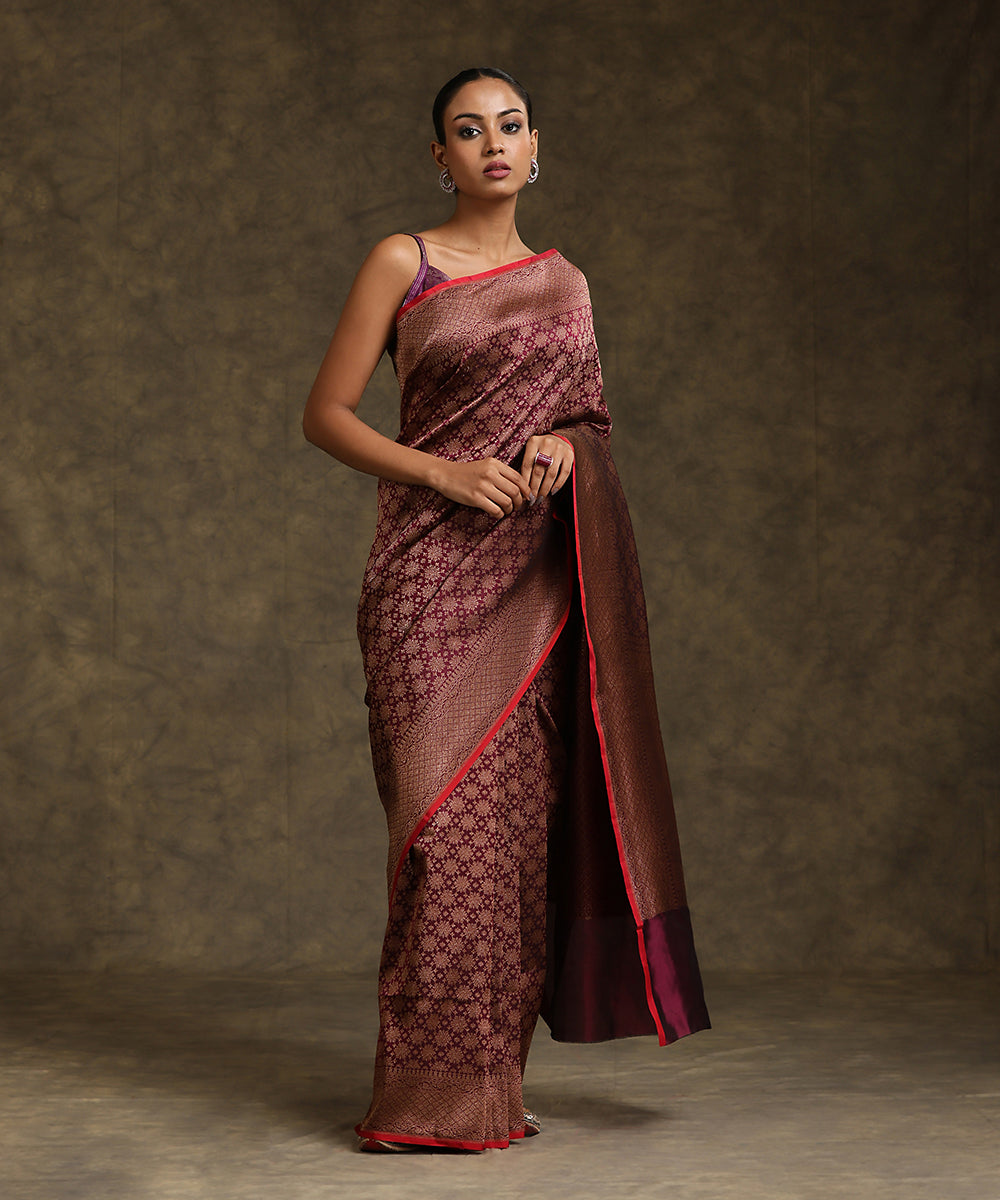 Purple_Handloom_Pure_Katan_Silk_Kimkhab_Banarasi_Saree_With_Maroon_Selvedge_WeaverStory_02