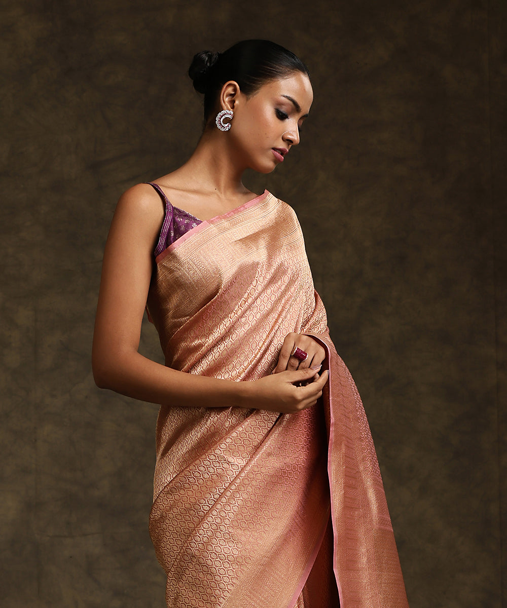 Peach_Handloom_Pure_Katan_Silk_Kimkhab_Banarasi_Saree_WeaverStory_01