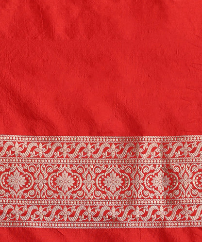 Handloom_Red_Pure_Katan_Silk_Banarasi_Saree_With_All_Over_Zari_Stripes_And_Border_WeaverStory_05