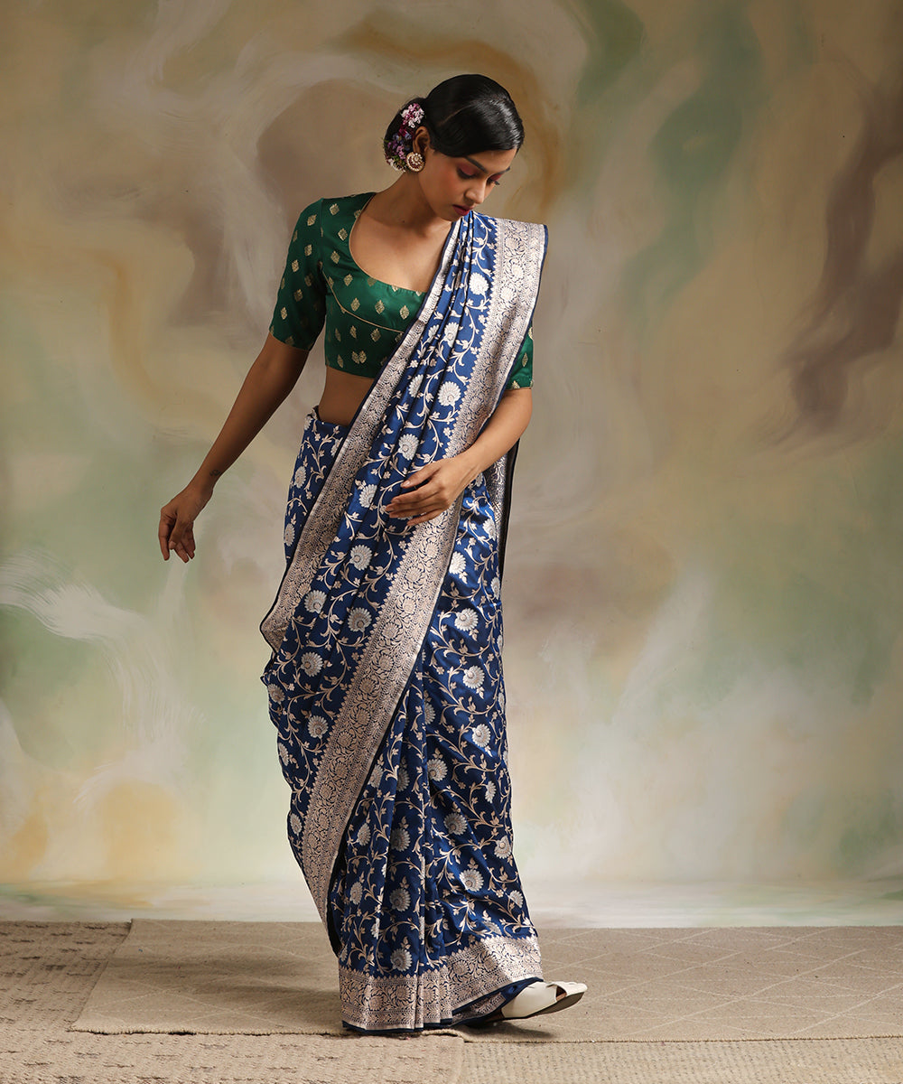 Aggregate more than 162 navy blue banarasi silk saree