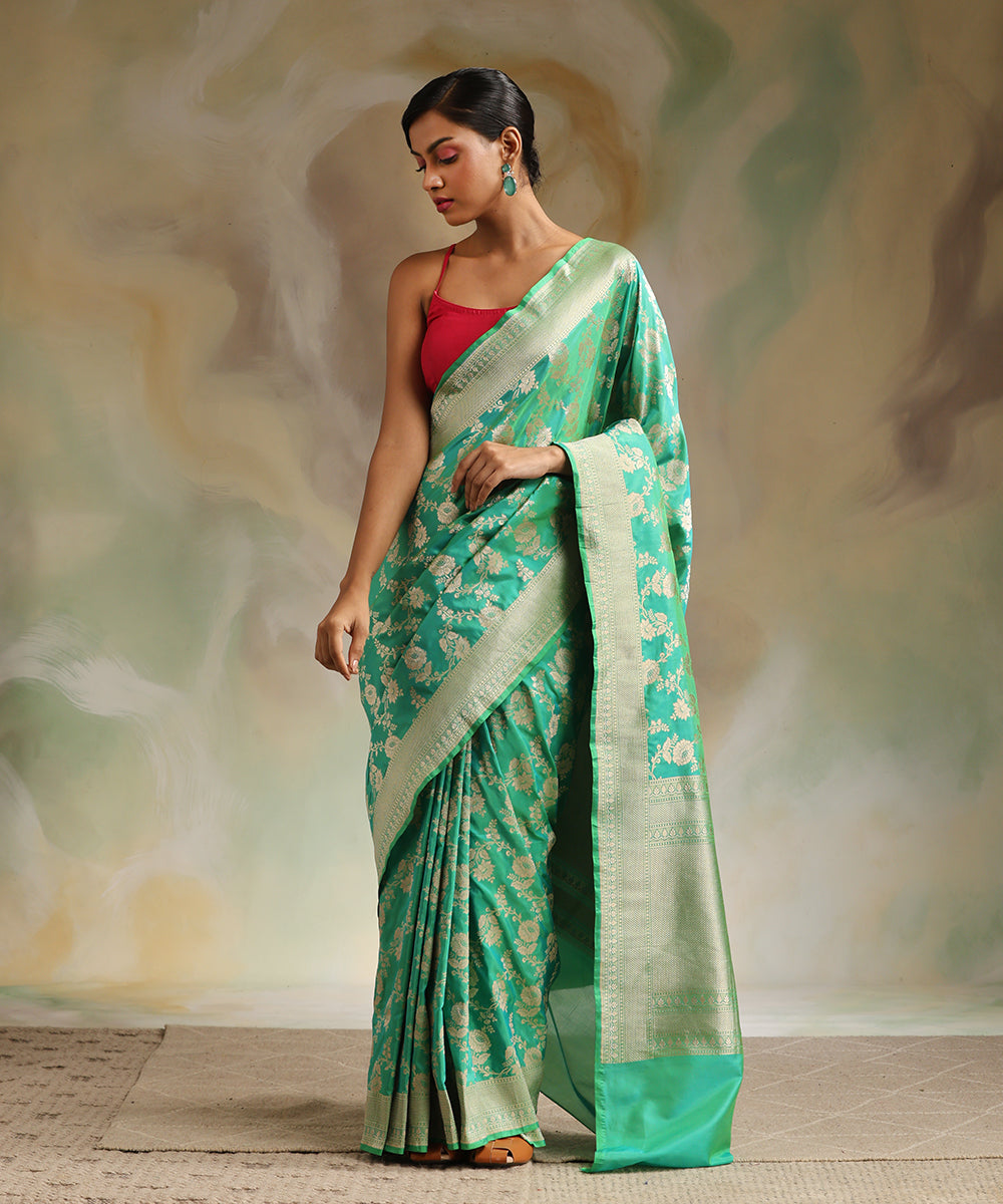 Sea_Green_Double_Shade_Handloom_Pure_Katan_Silk_Banarasi_Saree_With_Zari_Jaal_WeaverStory_02