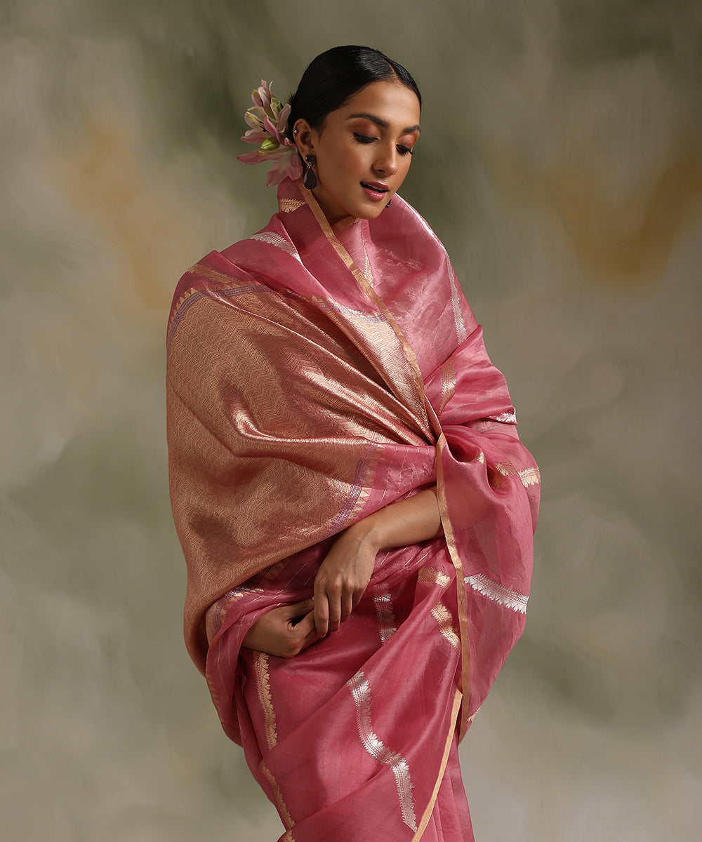 Pink_Handloom_Pure_Kora_Silk_Banarasi_Saree_With_Sona_Rupa_Aada_Jaal_WeaverStory_01