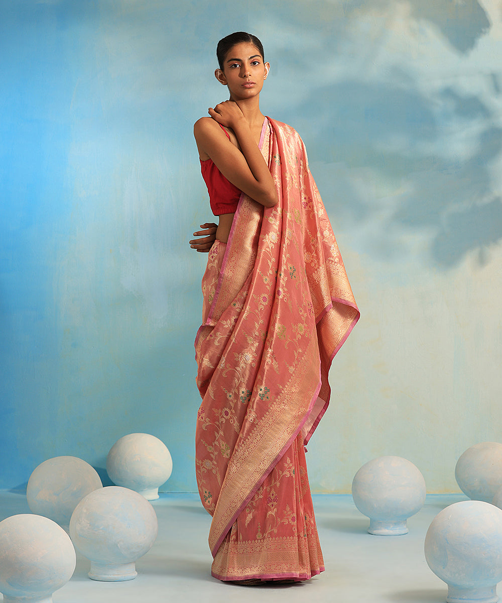 Pink_Double_Shade_Handloom_Pure_Tissue_Silk_Banarasi_Saree_With_Meerakari_Jaal_WeaverStory_02