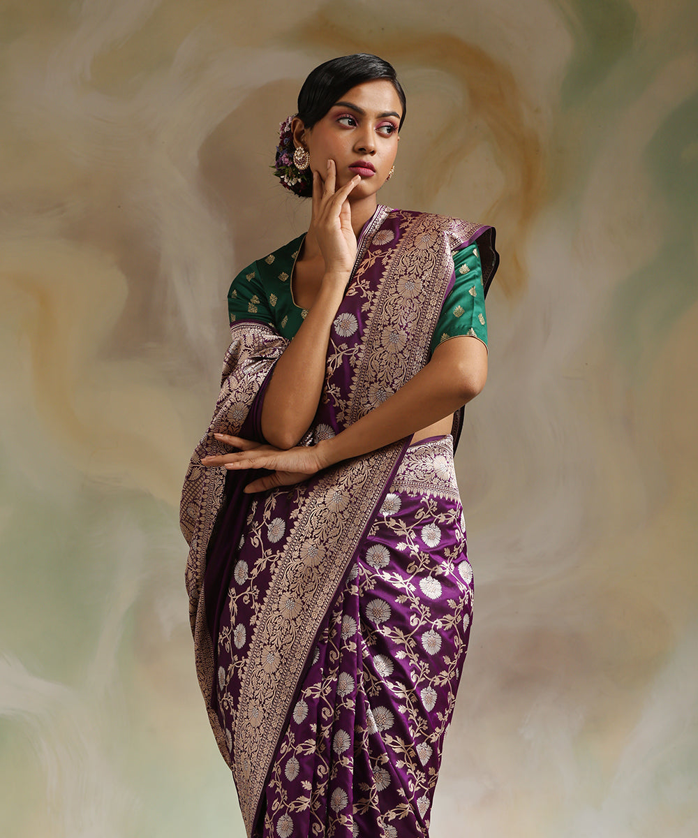 Purple_Handloom_Pure_Katan_Silk_Banarasi_Saree_With_Sona_Rupa_Cutwork_Jaal_WeaverStory_01
