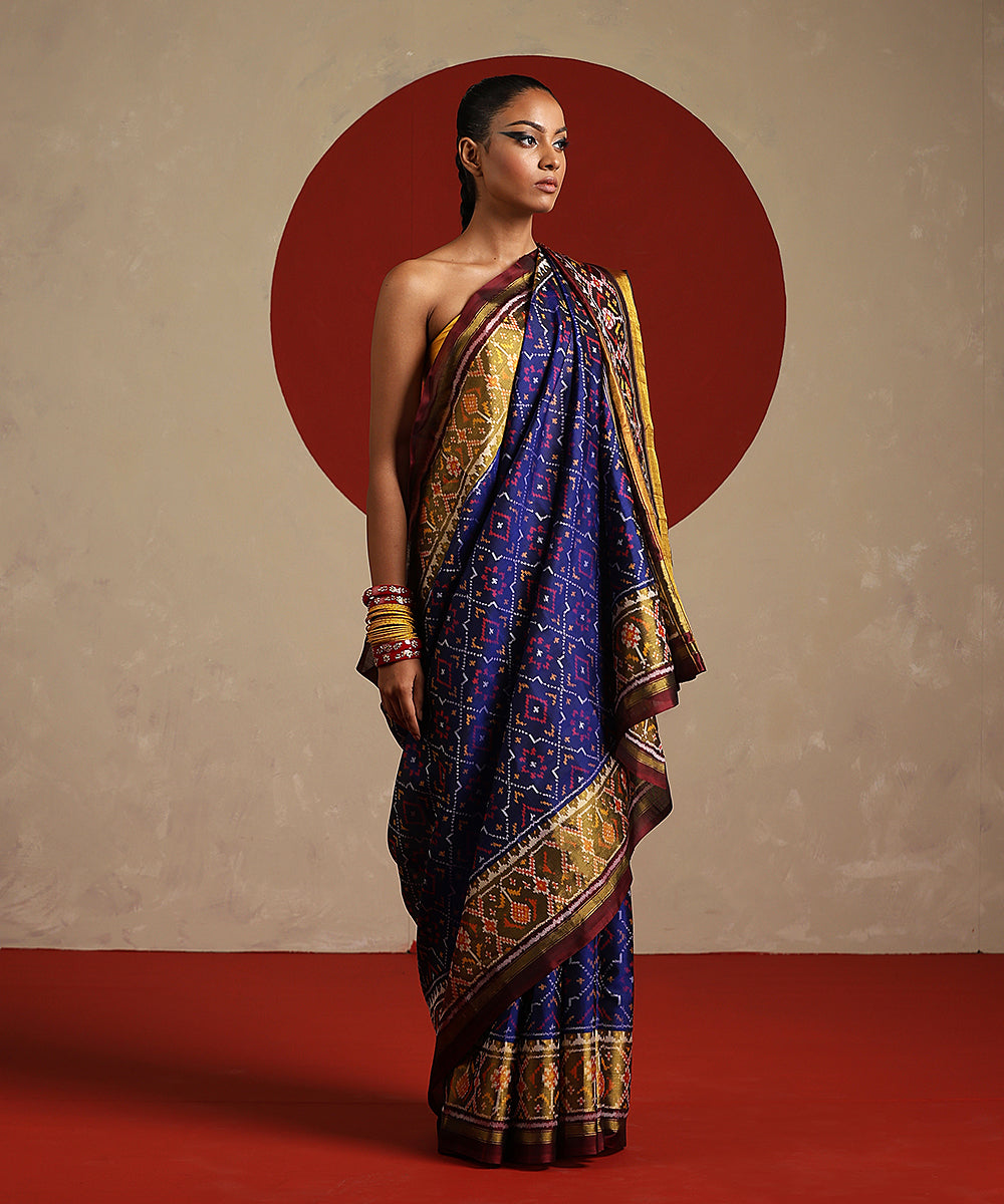 Handloom_Navy_Blue_Pure_Mulberry_Silk_Single_Ikat_Patola_Saree_WeaverStory_02