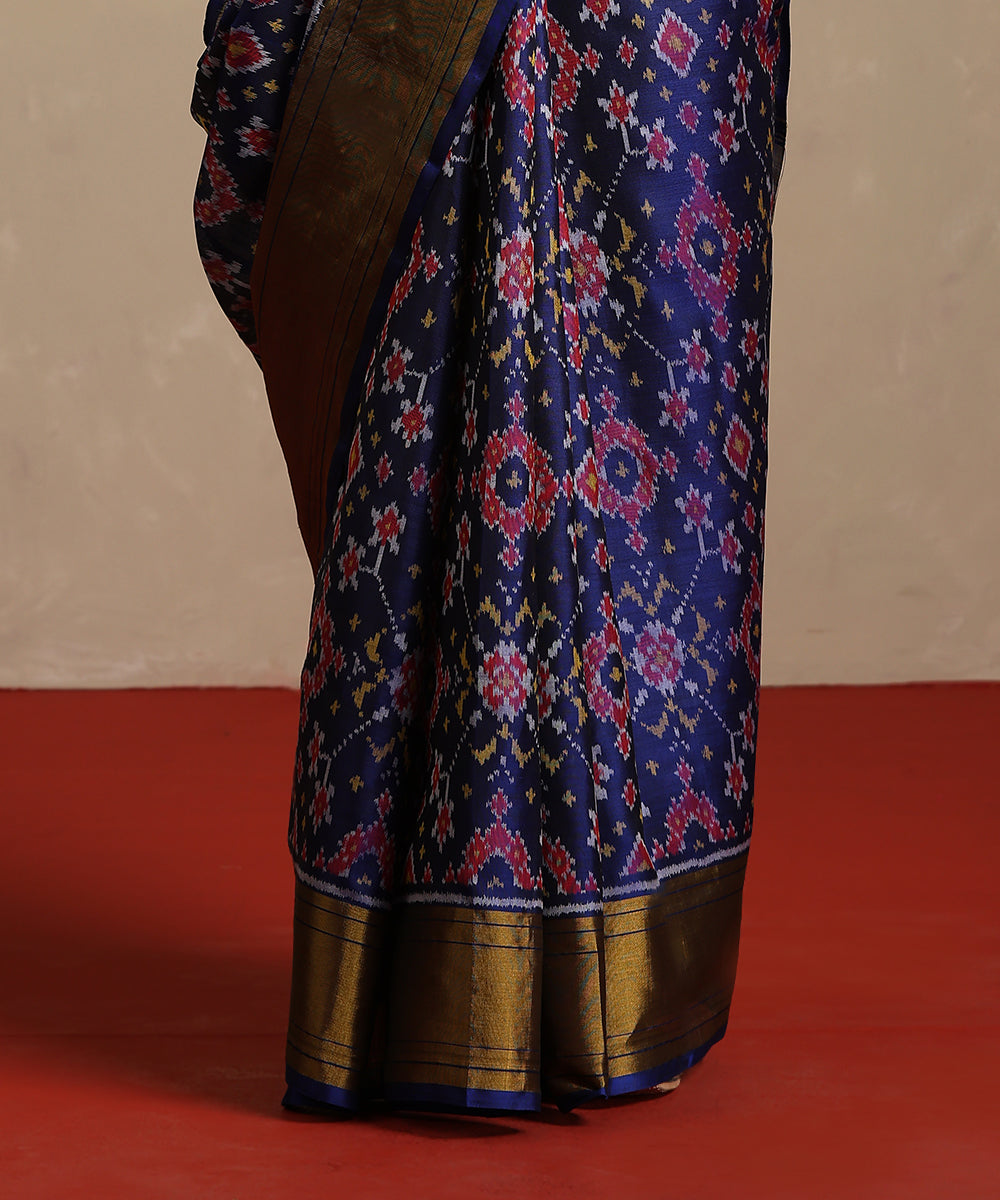 Navy_Blue_Handloom_Pure_Mulberry_Silk_Single_Ikat_Patola_Saree_WeaverStory_04