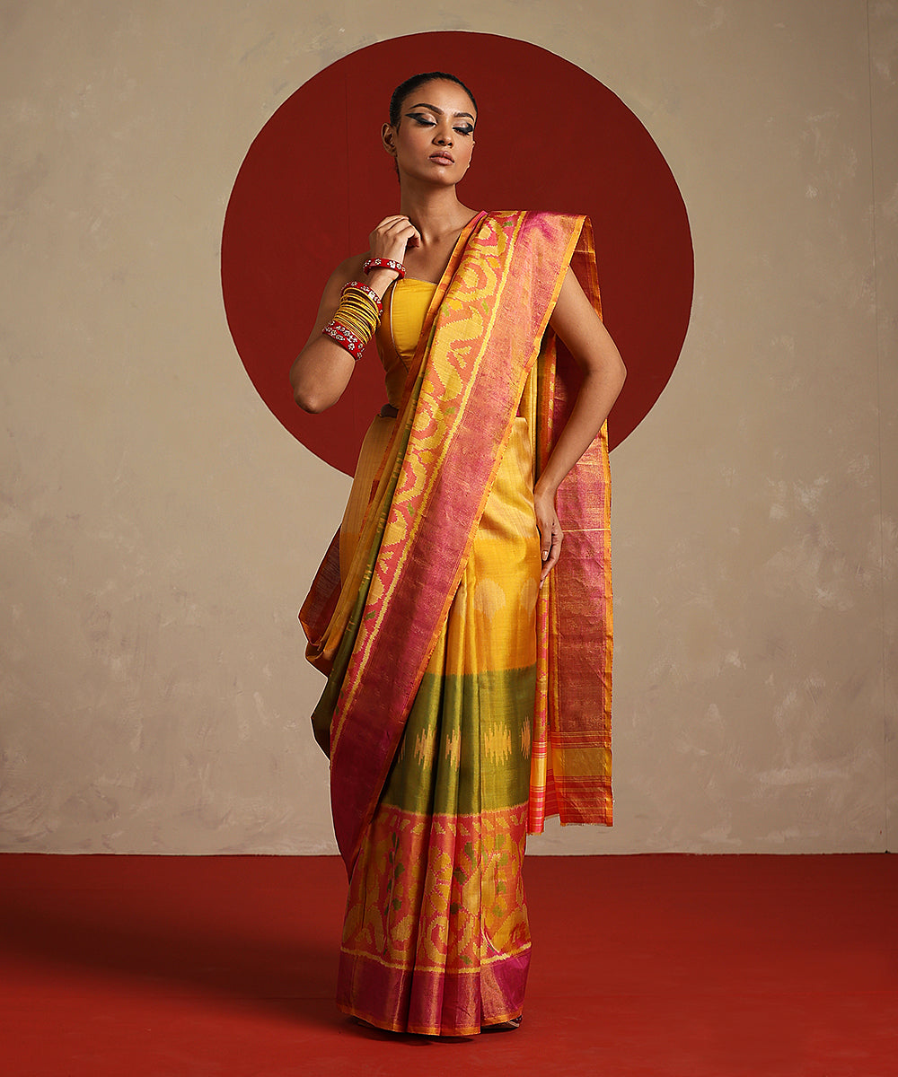 Handloom_Green_And_Mustard_Pure_Mulberry_Silk_Single_Ikat_Patola_Saree_WeaverStory_02