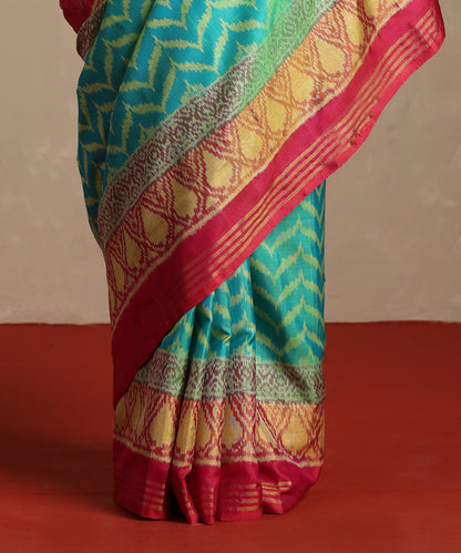 Turquoise_Green_Handloom_Pure_Mulberry_Silk_Single_Ikat_Patola_Saree_WeaverStory_04