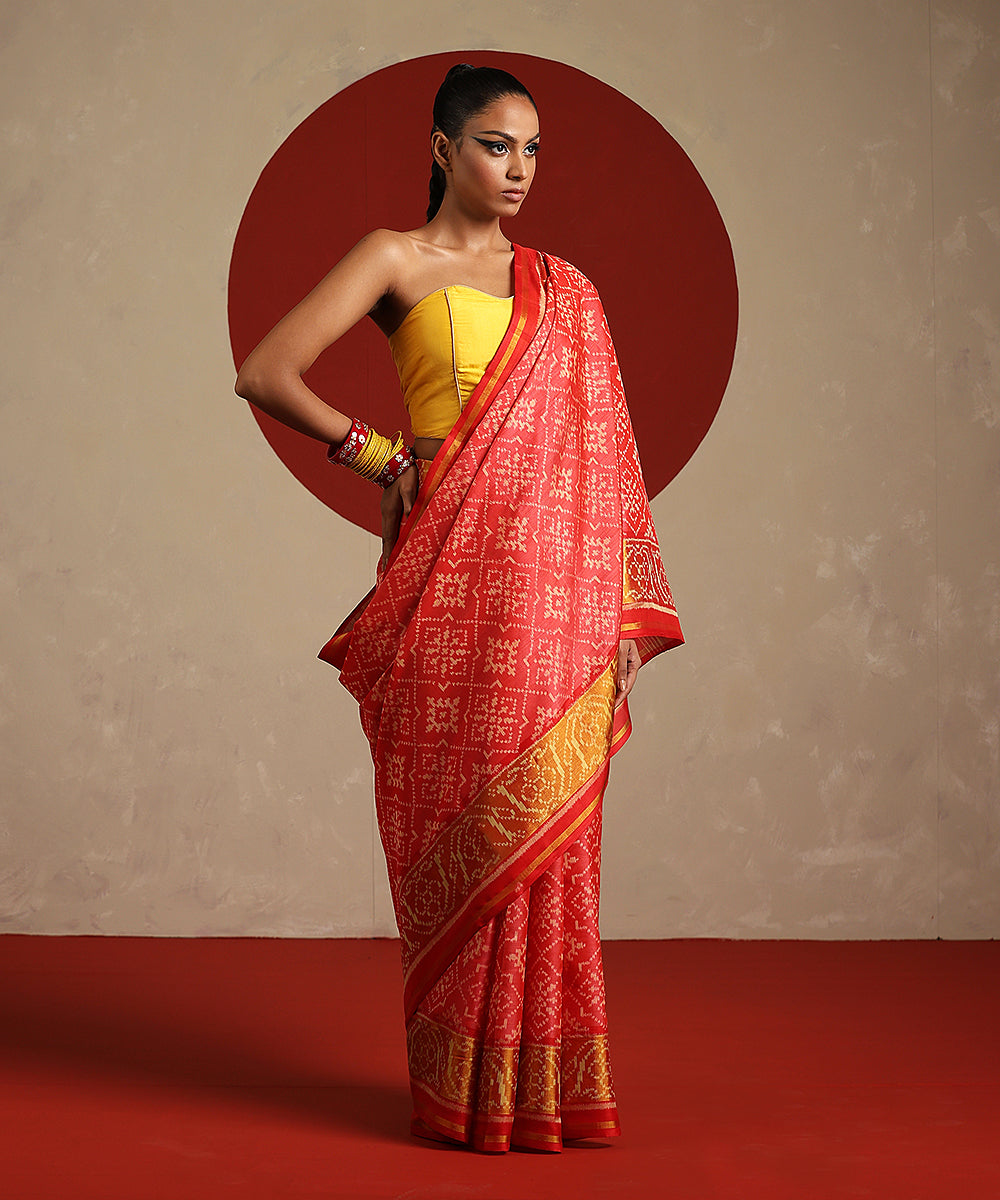 Red_And_Mustard_Double_Shade_Handloom_Pure_Mulberry_Silk_Ikat_Patola_Saree_WeaverStory_02
