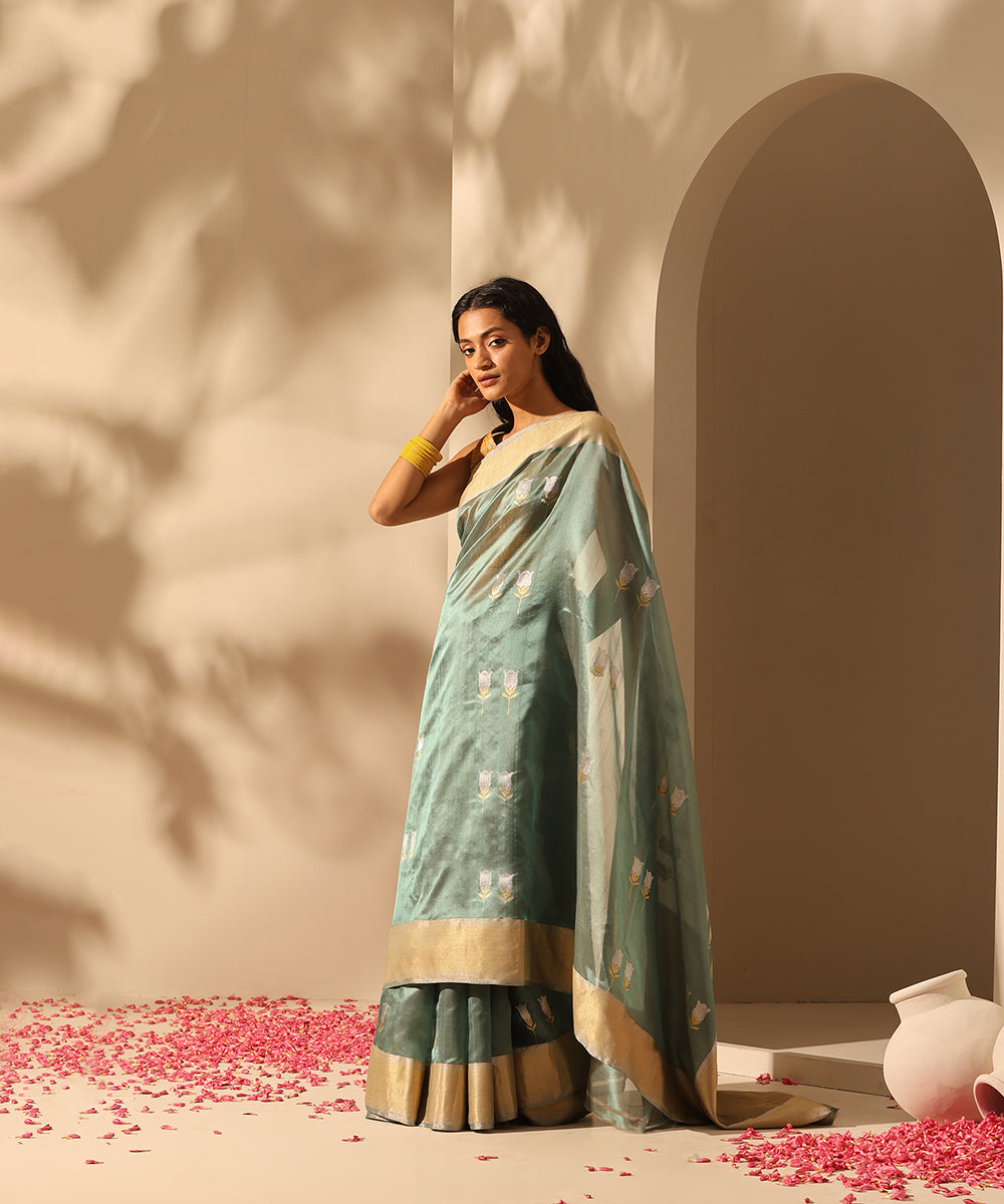 Pastel_Sage_Green_Handloom_Pure_Chanderi_Silk_Saree_With_All_Over_Kadhwa_Sona_Rupa_Gulab_Motifs_WeaverStory_02