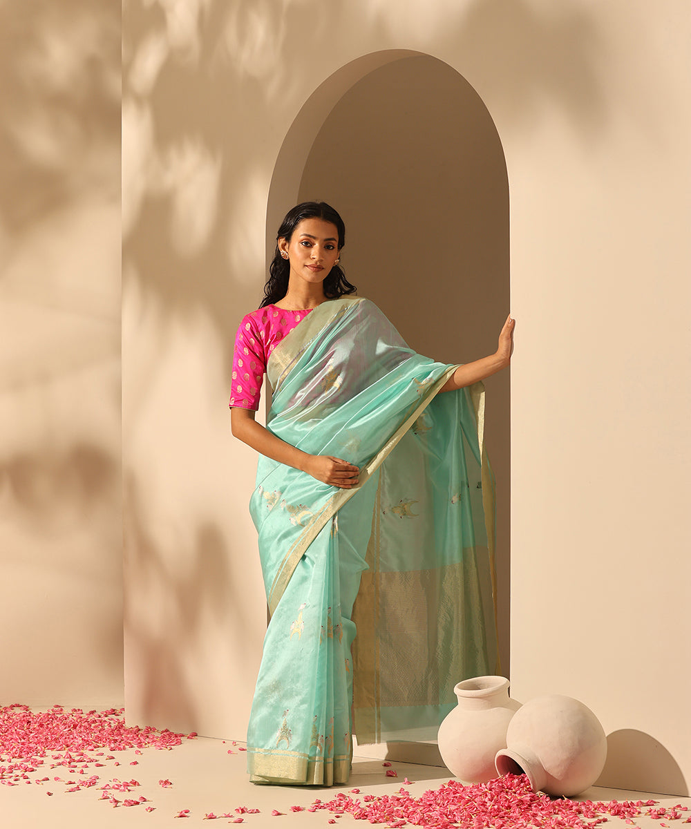 Handloom_Pastel_Sky_Blue_Pure_Chanderi_Silk_Saree_With_All_Over_Chand_And_Chidiyaa_Motif_WeaverStory_02