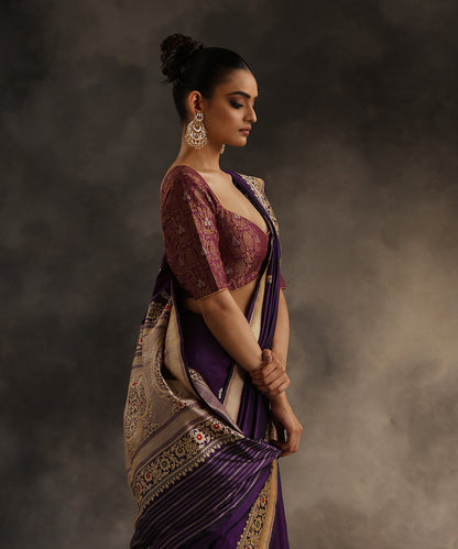 Handloom_Purple_Double_Shade_Pure_Katan_Silk_Banarasi_Saree_With_Booti_WeaverStory_01