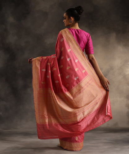 Pink_Handloom_Pure_Katan_Silk_Banarasi_Saree_With_All_Over_Sona_Rupa_Booti_WeaverStory_03