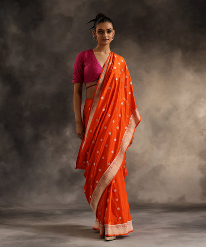 Handloom_Orange_Pure_Katan_Silk_Banarasi_Saree_With_Asharfi_Booti_WeaverStory_02