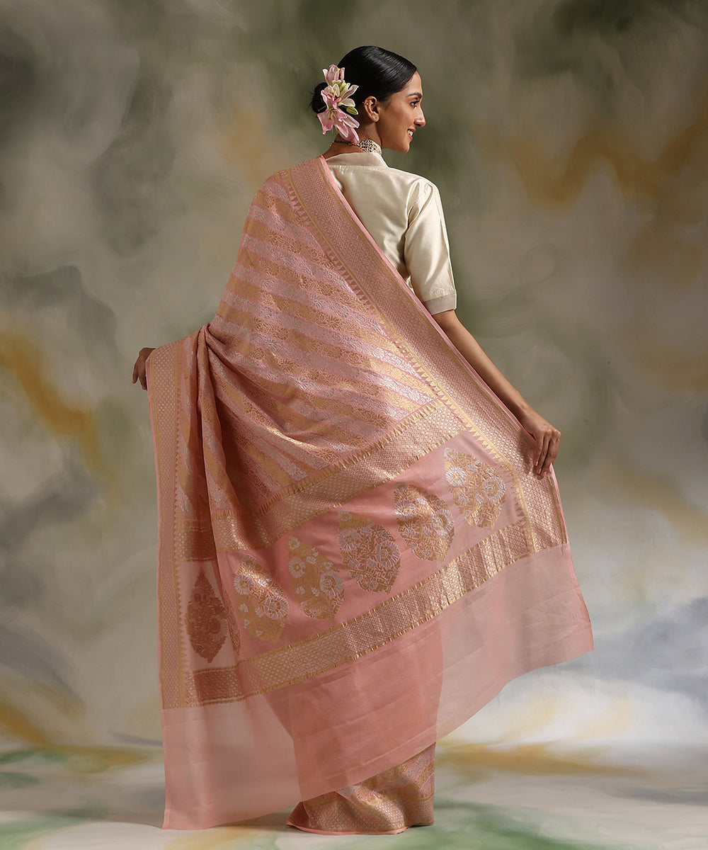 Pink_Handloom_Pure_Georgette_Banarasi_Saree_With_Diagonal_Sona_Rupa_Bel_WeaverStory_03