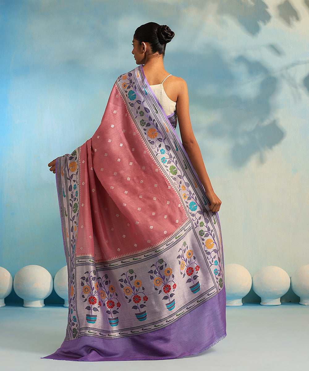 Pink_Handloom_Pure_Tussar_Georgette_Banarasi_Saree_With_Multicolour_Meenakari_WeaverStory_03