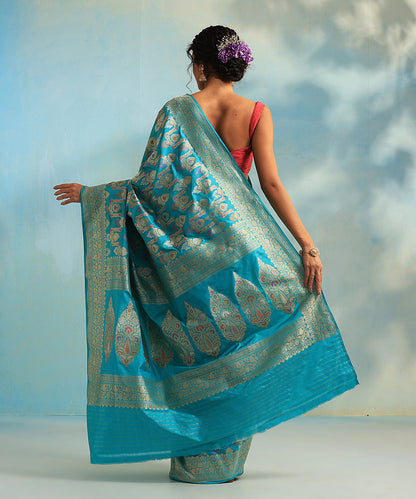 Handloom_Turquoise_Blue_Pure_Katan_Silk_Banarasi_Saree_With_Kadhwa_Jangla_And_Sona_Rupa_Zari_WeaverStory_03