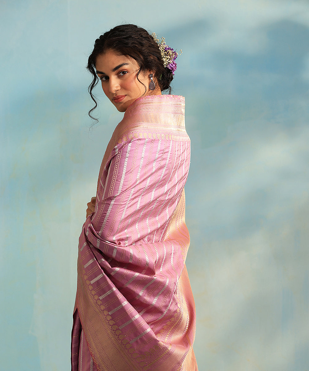 Handloom_Mauve_Pure_Katan_Silk_Banarasi_Saree_With_Gold_And_Silver_Zari_Stripes_WeaverStory_01