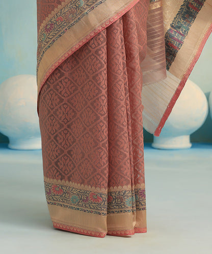 Handloom_Dusty_Mauve_Pure_Kora_Silk_Banarasi_Saree_With_Resham_Floral_Border_WeaverStory_04