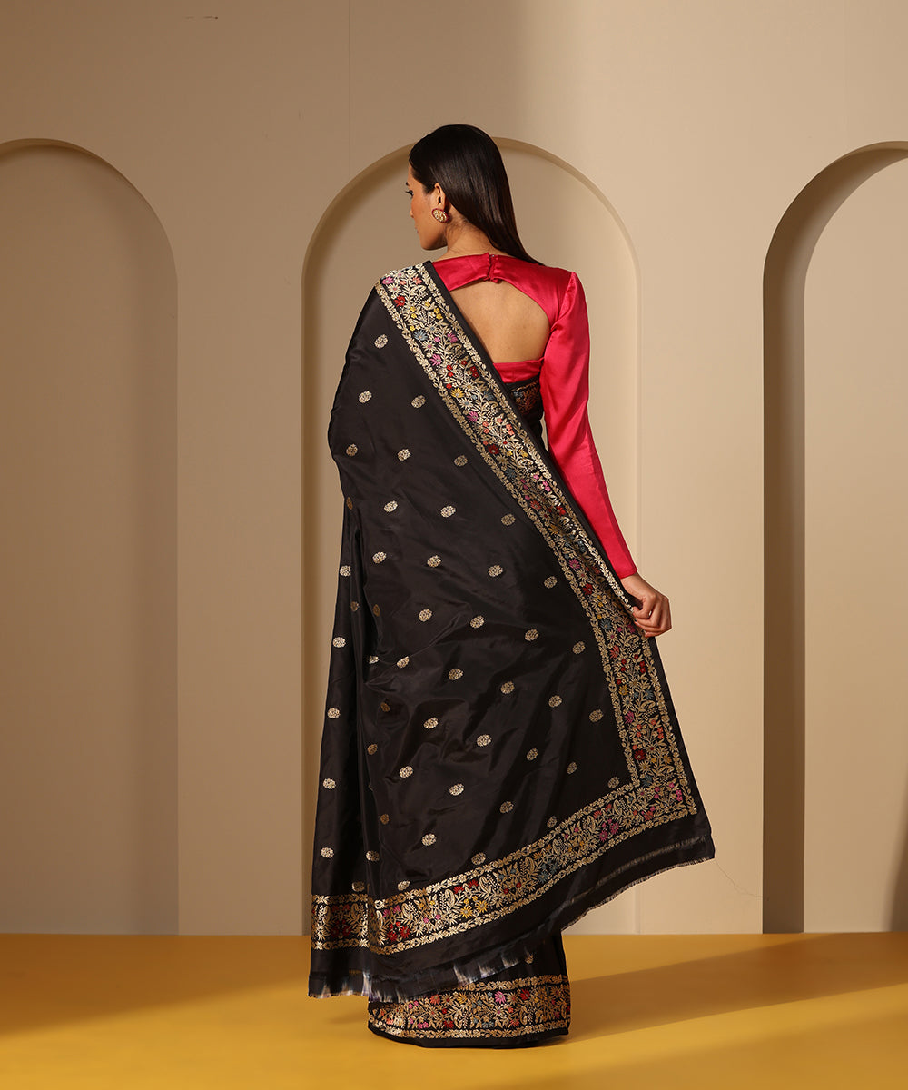 Handloom_Black_Pure_Katan_Silk_Banarasi_Saree_With_Meenakari_Border_WeaverStory_03