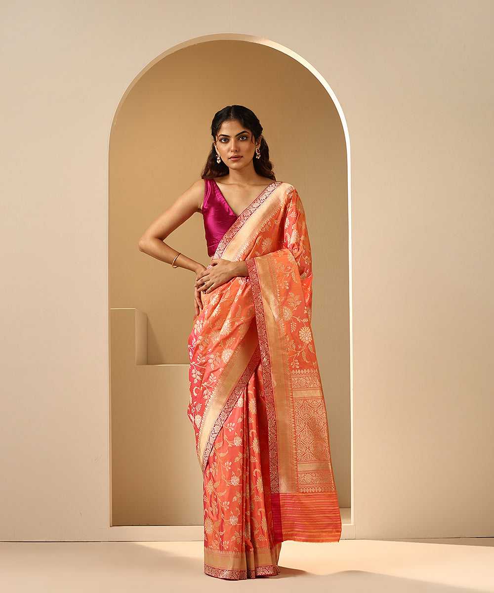 Handloom_Pink_And_Orange_Dual_Tone_Pure_Katan_Silk_Saree_WeaverStory_02