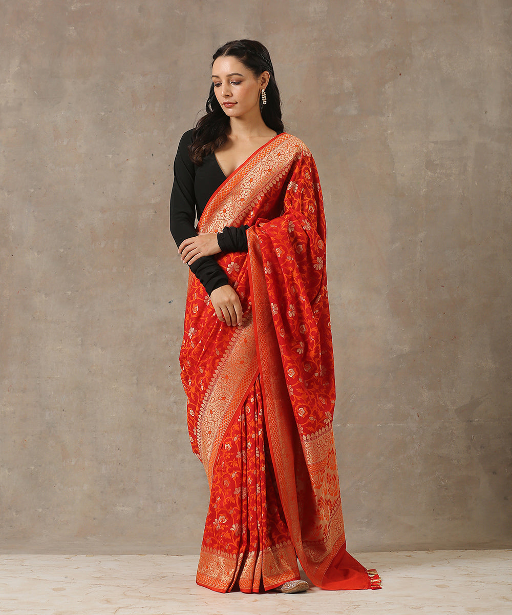 Handloom_Orange_Katan_Georgette_Banarasi_Patola_Saree_with_Cutwork_Weave_WeaverStory_02