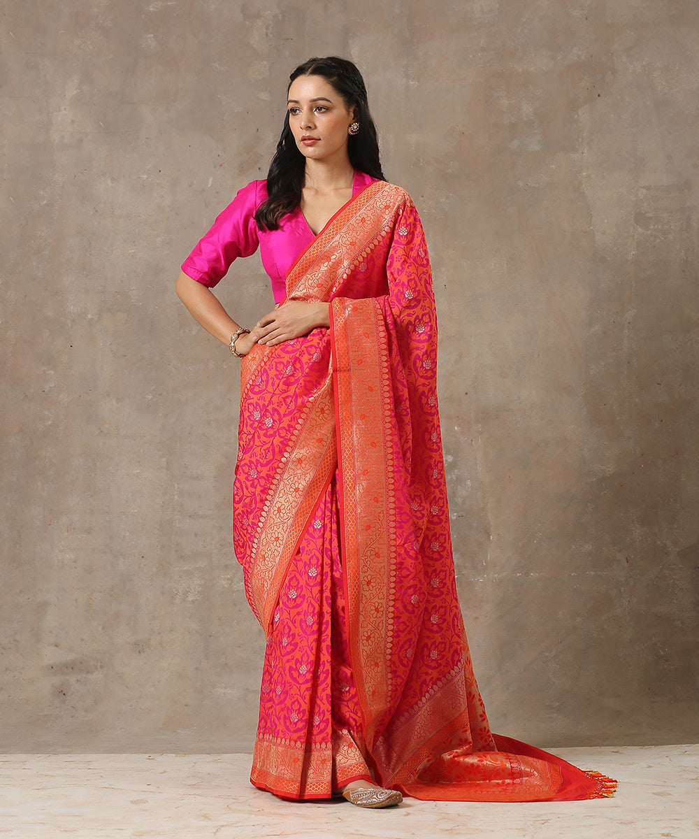 Orange_and_Pink_Handloom_Katan_Georgette_Banarasi_Patola_Saree_with_Cutwork_Weave_WeaverStory_02