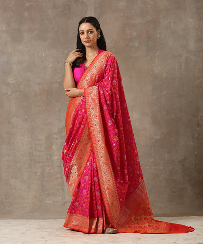 Handloom_Orange_and_Pink_Katan_Georgette_Banarasi_Patola_Saree_with_Cutwork_Weave_WeaverStory_02