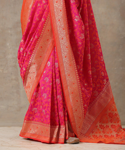 Handloom_Orange_and_Pink_Katan_Georgette_Banarasi_Patola_Saree_with_Cutwork_Weave_WeaverStory_04