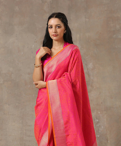 Handloom_Pink_Katan_Georgette_Jamawar_Banarasi_Saree_WeaverStory_01