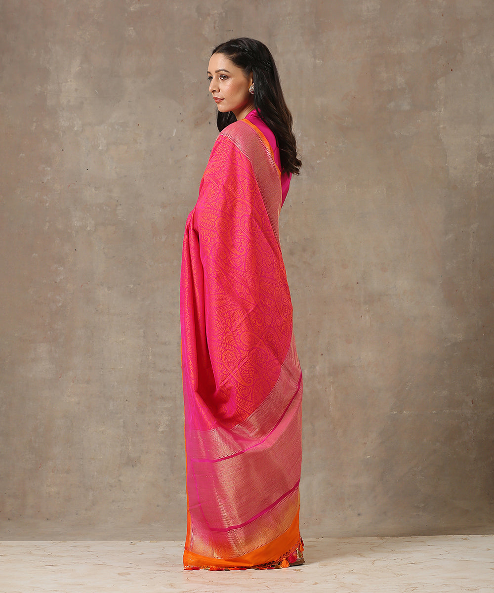 Handloom_Pink_Katan_Georgette_Jamawar_Banarasi_Saree_WeaverStory_03