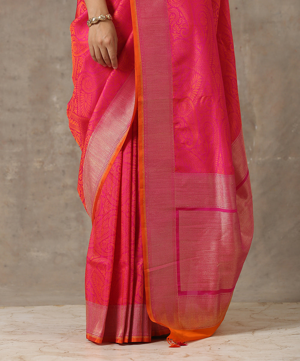 Handloom_Pink_Katan_Georgette_Jamawar_Banarasi_Saree_WeaverStory_04