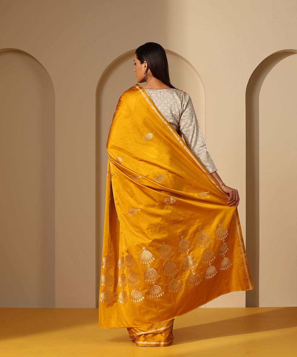 Mustard Pure Net & Banarasi Embroidered Dhoti main image 1