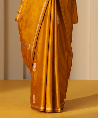 Mustard Pure Net & Banarasi Embroidered Dhoti