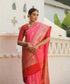 Pink_Handloom_Pure_Katan_Silk_Banarasi_Saree_With_Red_Shikargah_Border_WeaverStory_01