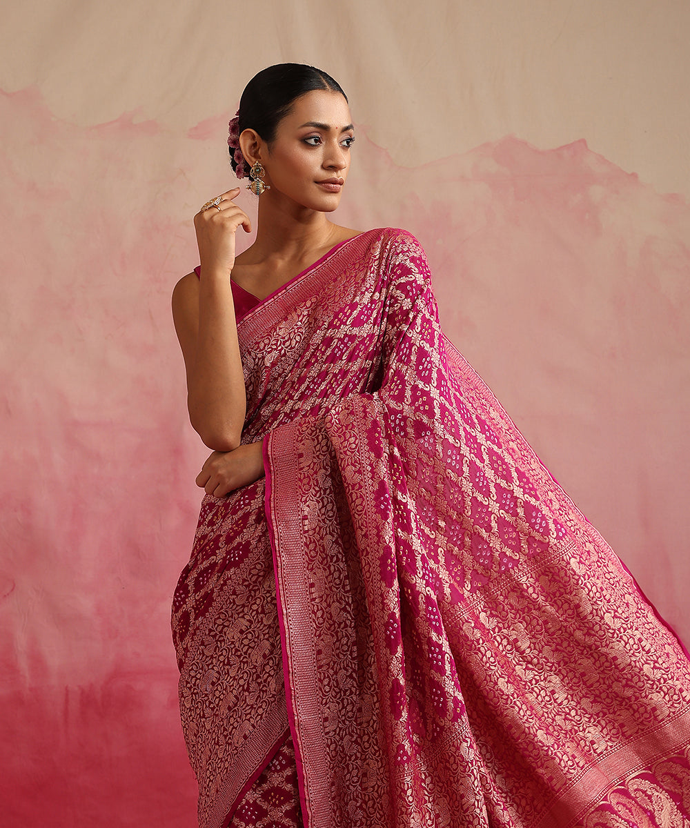 Purple_Handloom_Pure_Georgette_Banarasi_Bandhej_Saree_With_Cutwork_Weave_WeaverStory_01