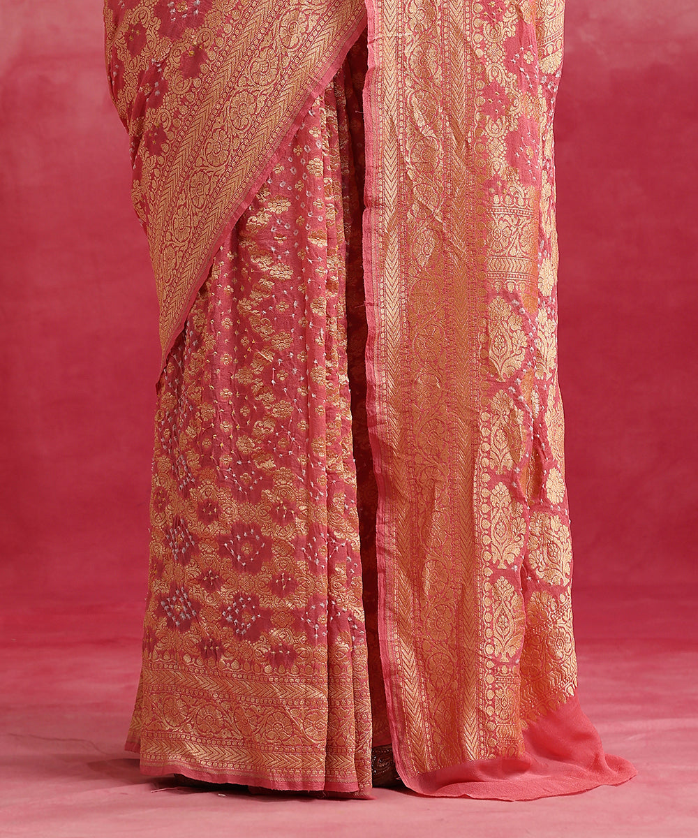 Light_Pink_Handloom_Pure_Georgette_Banarasi_Bandhej_Saree_WeaverStory_04