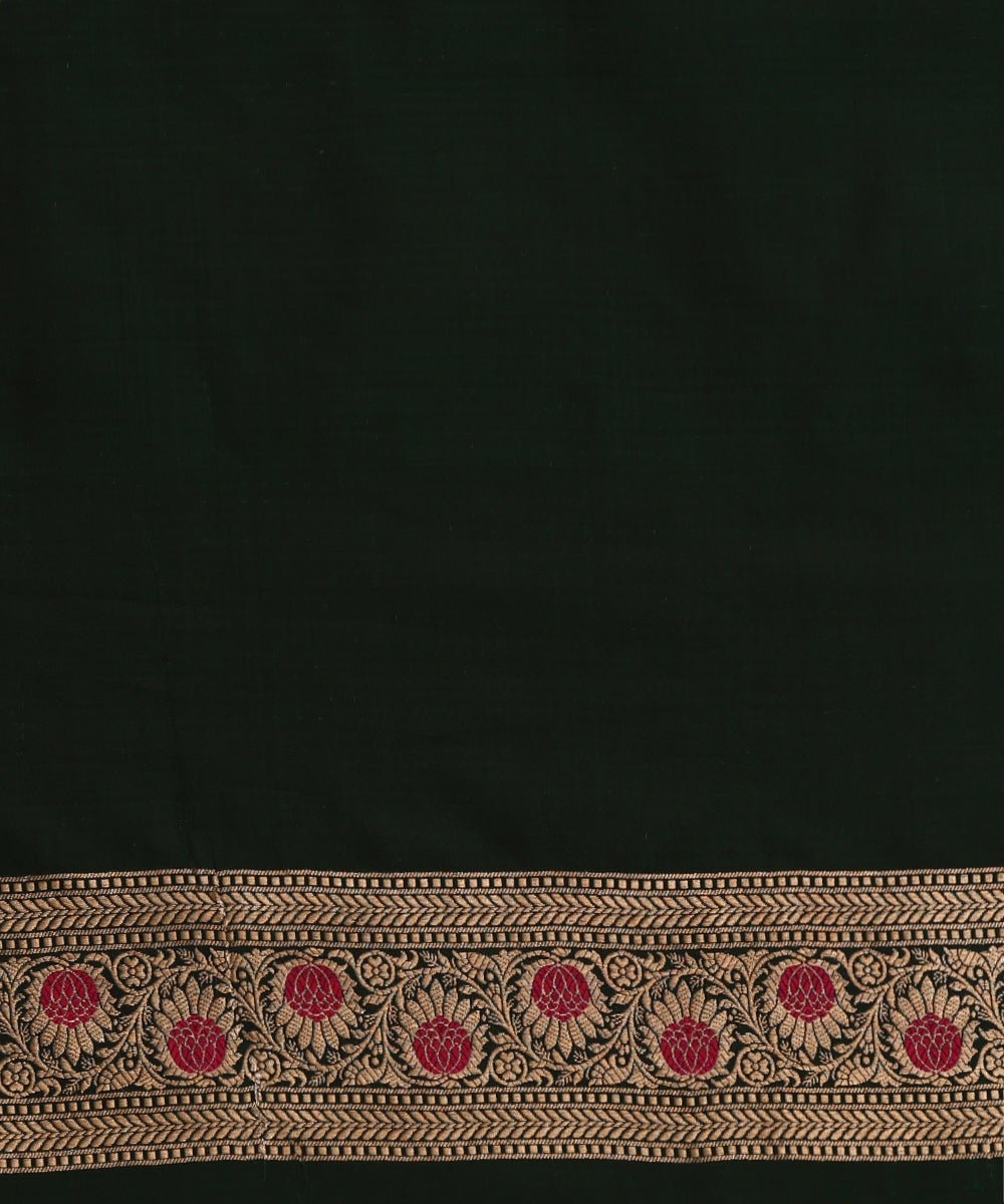 Handloom_Bottle_Green_Pure_Katan_Silk_Banarasi_Saree_With_Cutwork_Jaal_WeaverStory_05