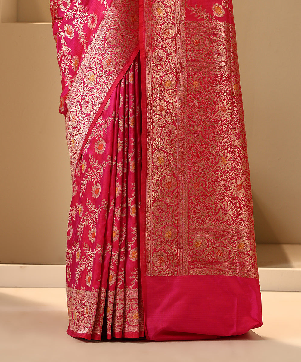 Pink_Handloom_Pure_Katan_Silk_Banarasi_Saree_With_Cutwork_Floral_Jaal_WeaverStory_04