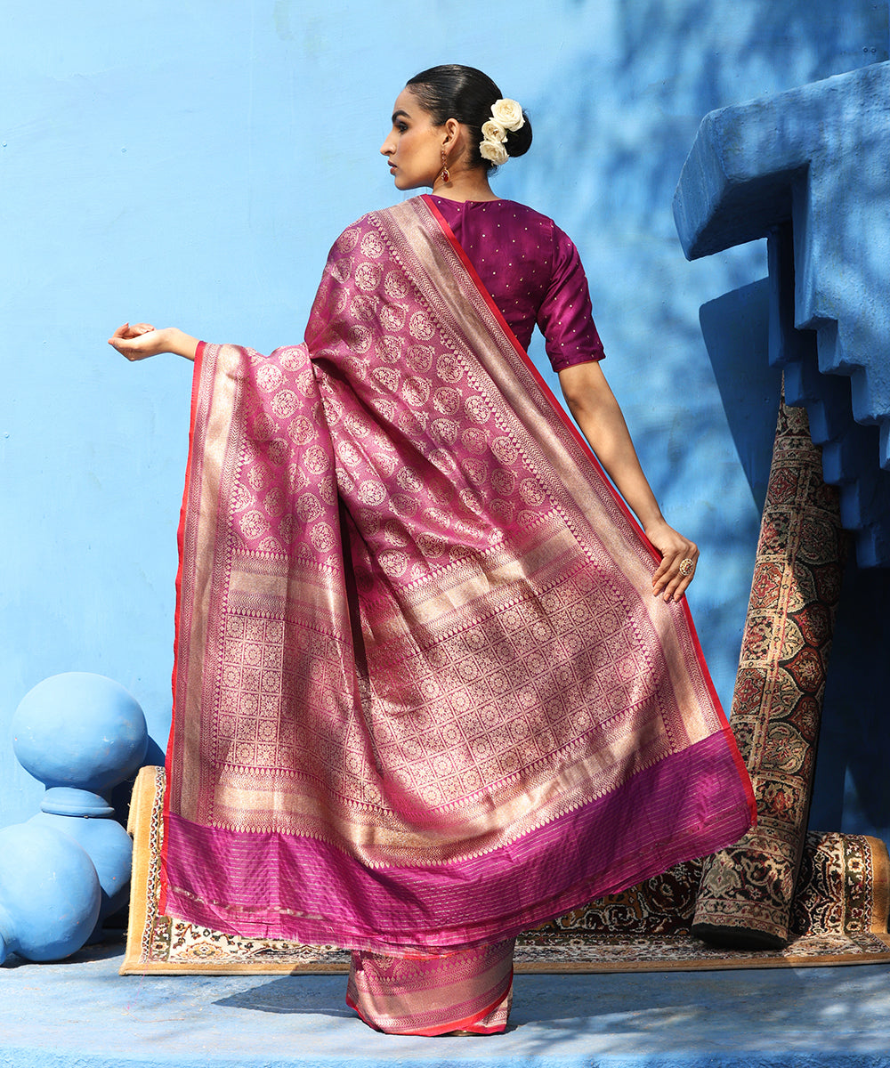 Purple_Handloom_Pure_Katan_Silk_Kimkhab_Banarasi_Saree_With_Maroon_Selvedge_WeaverStory_03