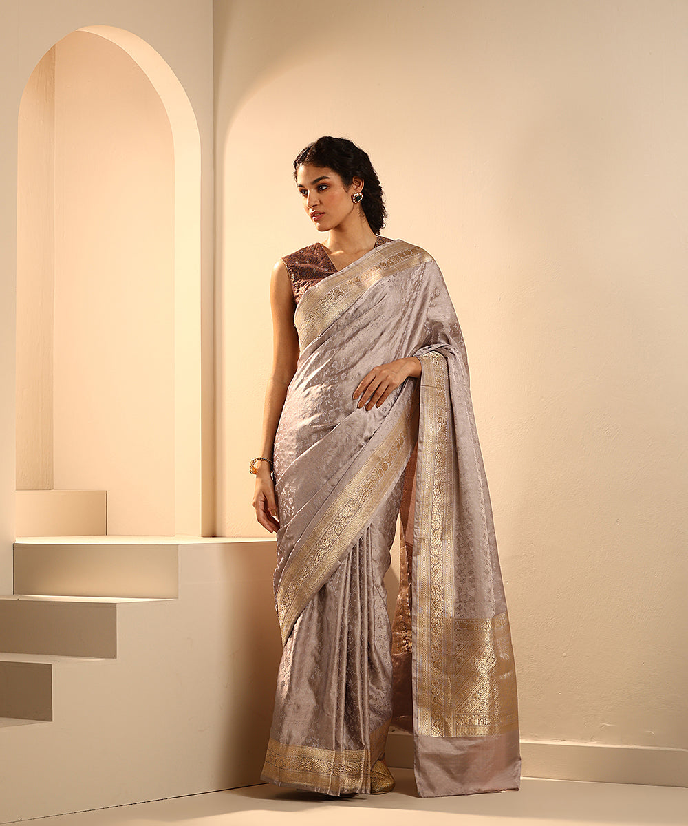 Grey_Handloom_Pure_Satin_Silk_Tanchoi_Banarasi_Saree_With_Grey_Resham_Work_WeaverStory_02