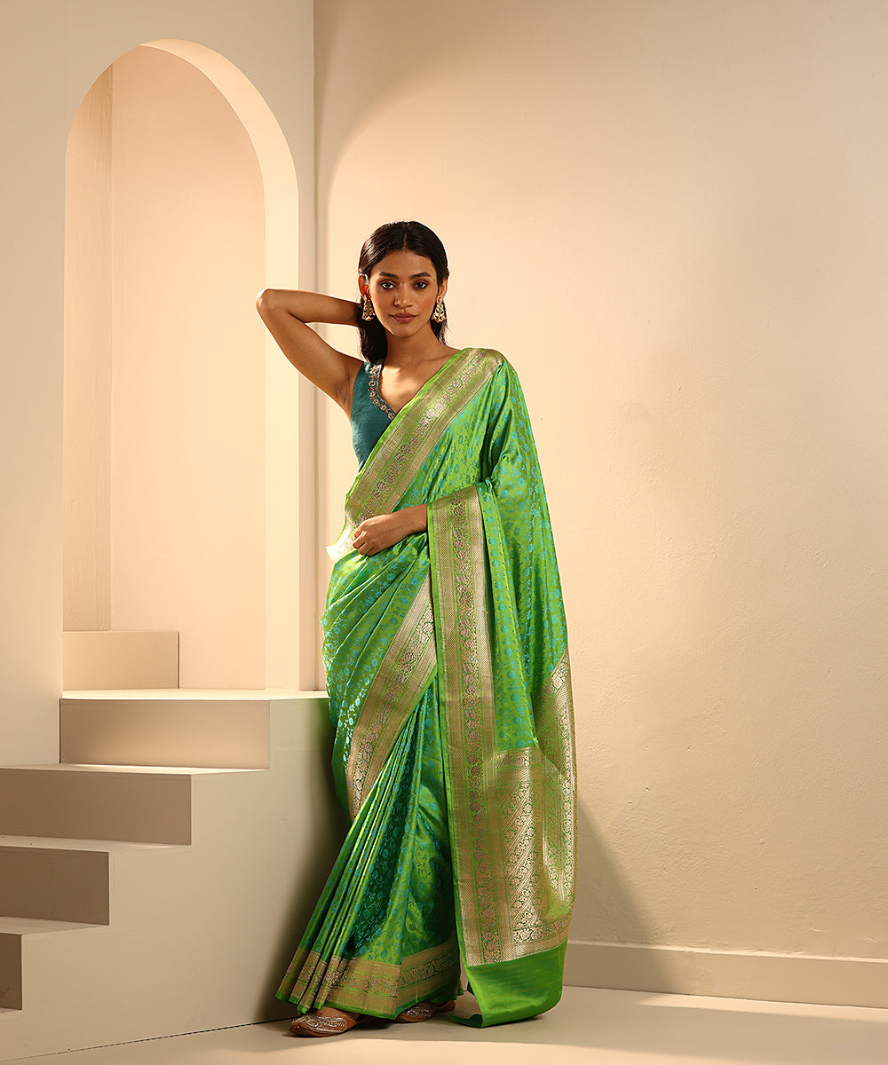 Lemon_Green_Handloom_Pure_Satin_Silk_Tanchoi_Banarasi_Saree_With_Zari_Border_WeaverStory_02