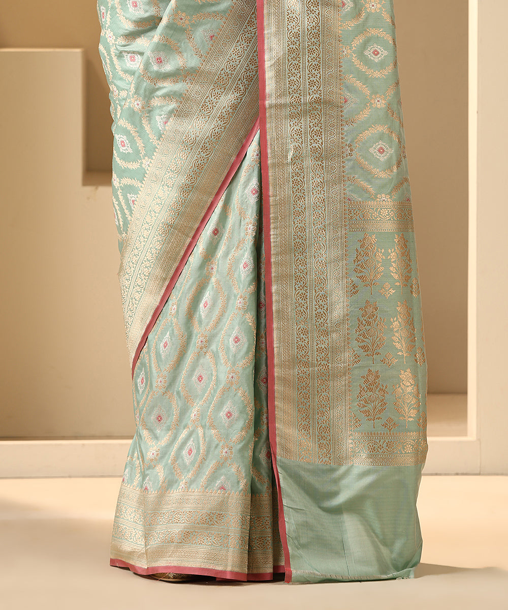 Handloom_Aqua_Blue_Katan_Silk_Banarasi_Saree_With_Sona_Rupa_Jaal_And_Meenakari_WeaverStory_04