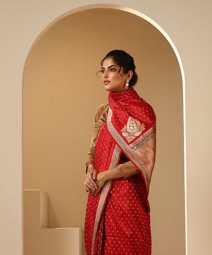 Red_Handloom_Pure_Katan_Silk_Banarasi_Saree_With_Kadhwa_Meenakari_Border_WeaverStory_01